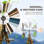 Windmill Weather Vane, Wind Vane with Bottom Shelf, Steel Windmill Head, Stained Wood - Image 4
