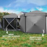 12' x 12' Hexagonal Pop Up Gazebo Canopy Tent with 5 Sidewalls, Outdoor Canopy Shelter with Carry Bag - Image 5