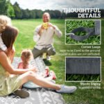 Reversible Outdoor Rug, Waterproof Plastic Straw with Carry Bag, 9' x 12', Gray & White Rhombus Patchwork - Image 8
