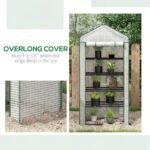 5 Tier Mini Greenhouse, Small Portable Greenhouse with PE Cover, Roll-Up Zippered Door, 76" x 35.4" x 19.3", White - Image 8