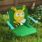 Kids Picnic Table and Chair Set, Outdoor Activity Table with Foldable Chairs, Height Adjustable Umbrella, Green - Image 8