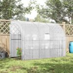 10' x 5' x 7' Outdoor Walk-In Greenhouse, Plant Nursery with Zippered Doors, PE Cover and 3 Wire Shelves, White - Image 8