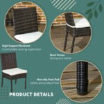 4 PE Rattan Outdoor Dining Chairs with Cushions, Patio Wicker Dining Chairs with Backrest, Brown - Image 6