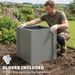 Raised Garden Bed Galvanized Planter Box Outdoor with Gloves for Gardening Vegetables, Flower, Herb, 1.4 x 1.4 x 1.5 ft, Gray - Image 7