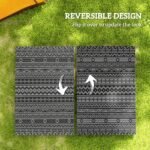Reversible Outdoor Rug, Waterproof Plastic Straw with Carry Bag, 6' x 9', Black & Gray Geometric Wall - Image 7