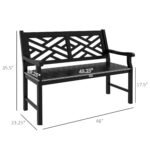 Outdoor Garden Bench, Wooden Frame Patio Bench with Geometric Pattern, 43.25 Inch Weatherproof 2-Person Love Seat for Garden, Lawn, Porch, Yard, Work Entryway, Black - Image 3