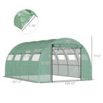 13' x 10' x 6.5' Walk-in Tunnel Greenhouse with 2 Zippered Mesh Doors & 10 Mesh Windows, Upgraded Gardening Plant Hot House with Galvanized Steel Hoops, Green - Image 3