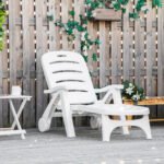 Outdoor Chaise Lounge Chair on Wheels, Waterproof, Quick Assembly, Folding, 5 Level Adjustable Backrest for Pool, White - Image 2