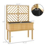 Elevated Wood Planter with Trellis for Climbing Plants, Raised Garden Bed with Legs and Drainage Holes, Natural Wood - Image 3
