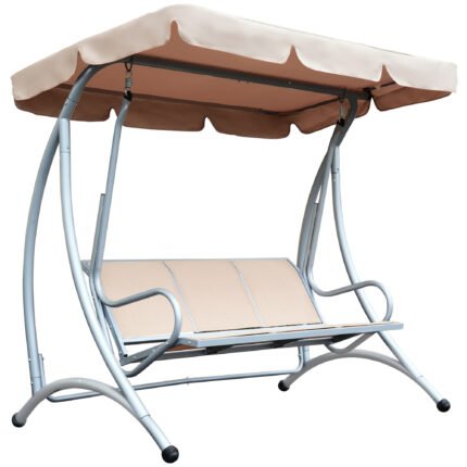 3-Seat Outdoor Porch Swing Chair with Patio Swing Glider