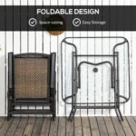5 Pieces Patio Table and Chairs, Foldable Wicker Outdoor Dining Table Set with Umbrella Hole, Dark Brown - Image 5