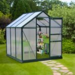 6' x 6' Greenhouse for Outdoors, Polycarbonate Greenhouse with Rain Gutter and Roof Vent, Aluminum Walk-in Green Houses for Outside for Patio Backyard Garden, Dark Green - Image 2