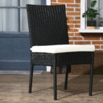 4 PE Rattan Outdoor Dining Chairs with Cushions, Patio Wicker Dining Chairs with Backrest, Black - Image 7