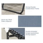 Folding Chaise Lounge Pool Chair with 4-Position Reclining Back, Breathable Mesh & Bungee Seat, Gray - Image 5