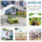 9.6' x 19.5' Carport Heavy Duty Galvanized Car Canopy w/ Included Anchor Kit, 3 Reinforced Steel Cables, White - Image 4