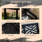 Outdoor Garden Bench, Wooden Frame Patio Bench with Geometric Pattern, 43.25 Inch Weatherproof 2-Person Love Seat for Garden, Lawn, Porch, Yard, Work Entryway, Black - Image 6