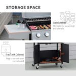 52" Barbecue Grill with Wheels 4+1 Burner Liquid Propane Gas Grill Outdoor Cabinet Style BBQ Trolley w/ Side Burner, Warming Rack, Storage Cabinet - Image 6