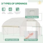 11.5' x 10' x 6.5' Walk-in Tunnel Greenhouse, Green House with Zippered Mesh Door, 7 Mesh Windows & Roll-up Sidewalls, Upgraded Gardening Plant Hot House with Galvanized Steel Hoops, White - Image 4