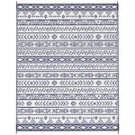 Reversible Outdoor Rug, Waterproof Plastic Straw with Carry Bag, 8' x 10', Blue & White Geometric