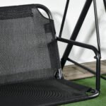 3-Seat Outdoor Patio Swing Chair w/ Cushion, Steel Frame Stand, Adjustable Tilt Canopy for Patio, Garden, Black 1 - Image 7