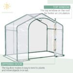 6' x 3' x 5' Portable Walk-in Greenhouse, Plastic Cover, Steel Frame Garden Hot House, Zipper Door, Top Vent for Flowers, Vegetables, Saplings, Tropical Plants, Clear - Image 4