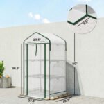 Mini Greenhouse with Screen Roof, Portable Small Greenhouse with Roll-Up Zipper Door, 27.6" x 19.7" x 50", White - Image 3
