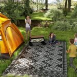 Reversible Outdoor Rug, Waterproof Plastic Straw with Carry Bag, 9' x 18', Black & Gray Rhombus Border - Image 2
