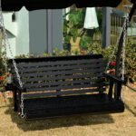 Porch Swing with Chains and Cupholders, 2 Person Wooden Patio Swing Chair, 440 lbs. Weight Capacity, for Garden, Poolside, Backyard, Black - Image 7