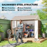 8' x 6' Metal Garden Storage Shed, Extra Large Outdoor Tool Storage House w/ Doors, Window and Air Vents, Brown - Image 4
