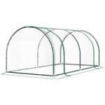 7' L x 3' W x 2.5' H Portable Tunnel Greenhouse for Outdoor Garden Hot House with 4 Zippered Doors, PVC Cover
