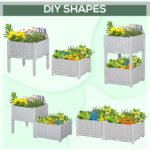 2-Piece Raised Garden Bed with Legs, Self-Watering Planter Box Raised Bed to Grow Flowers, Herbs & Vegetables, Gray - Image 5