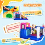 Inflatable Water Slide Bounce House with Trampoline, Climbing Wall, Water Cannon, Basketball Hoop, Splash Pool, 450W Blower, Unicorn Themed Bouncy House for Kids 3-8 Years Old - Image 7