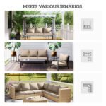 Patio Chair Cushions Set of 2 with Seat & Backrest, Fade Resistant Seat Replacement Cushion Set, Beige - Image 6