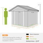 7x4 Storage Shed, Outdoor Garden Tool Shed with Foundation Kit, Vents & Sliding Doors for Backyard Patio, Brown - Image 3