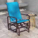 Gliding Lounger Chair, Single Rocker with Lightweight Metal & Mesh Construction, Blue - Image 7
