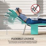 Tanning Chair with Face Hole, 5-Level Adjustable Outdoor Chaise Lounge Chair with Pillow for Beach, Pool, Light Green - Image 4
