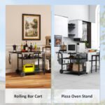 Outdoor Bar Cart Grill Table with Stainless Steel Tabletop, Wheeled Outdoor Serving Cart Prep Table with Storage, Hooks - Image 8