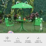 Kids Table and Chair Set, Outdoor Folding Garden Furniture, Picnic Table for Patio Backyard, with Removable & Height Adjustable Sun Umbrella, Green Frog - Image 5
