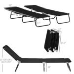 2 Piece Folding Chaise Lounge Pool Chairs, Outdoor Sun Tanning Chairs with 5-Level Reclining Back, Steel Frame for Beach, Yard, Patio, Black - Image 3