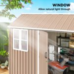 8' x 6' Metal Garden Storage Shed, Extra Large Outdoor Tool Storage House w/ Doors, Window and Air Vents, Brown - Image 5