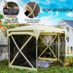 11 x 11ft Pop Up Gazebo Screen Tent with Removable Roof Cover, Roll-up Wind Panels for Camping, Backyard - Image 4
