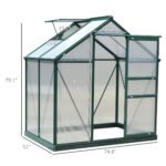6' x 4' Greenhouse for Outdoors, Polycarbonate Greenhouse with Rain Gutter and Roof Vent, Aluminum Walk-in Green Houses for Outside for Patio Backyard Garden, Dark Green - Image 3