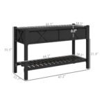 Raised Garden Bed, 47 x 22 x 31.5 in. Elevated Wood Planter Box with Storage Shelf, Drainage Holes, and Liner, Black - Image 3