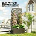Metal Planter Box with Trellis, Raised Garden Bed with Trellis Large Leaf Cut-Out Privacy Screen for Climbing Plants - Image 5