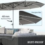 15ft Double-Sided Outdoor Umbrella with Solar Lights, UPF50+ Extra Large Aluminum Patio Umbrella with Crank - Image 6