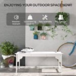 Slatted Wooden Garden Bench, Curved Seat Front Porch Bench, White - Image 6