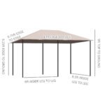 10' x 13' Outdoor Patio Gazebo Canopy Shelter with 6 Removable Sidewalls, & Steel Frame for Garden, Lawn, Backyard and Deck, Khaki - Image 3