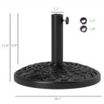 19" Patio Umbrella Base, 26 lbs Concrete Heavy Duty Umbrella Stand, Round Patio Umbrella Holder for 1.5"/1.9" Umbrella Poles for Outdoor, Lawn, Poolside - Image 3