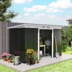 9' x 4' Metal Outdoor Storage Shed, Tool House with Double Lockable Doors for Backyard, Patio, Lawn, Garage, Dark Gray - Image 2