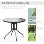 6 Piece Patio Dining Set for 4 with Umbrella, Outdoor Table and Chairs with 4 Folding Dining Chairs & Round Glass Table for Garden, Backyard and Poolside, Black and Coffee - Image 5